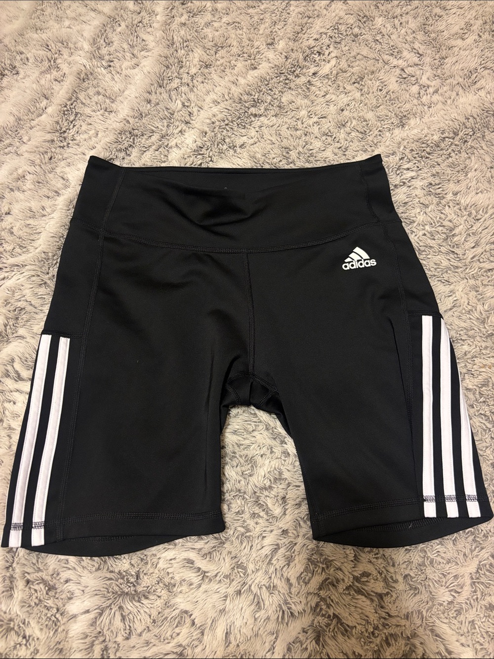 adidas Black Bike Shorts with White Side Stripes